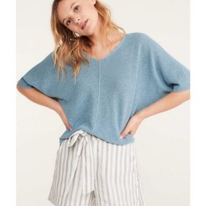 NWT Lou & Grey Double V-Neck Blue Dolman Sweater